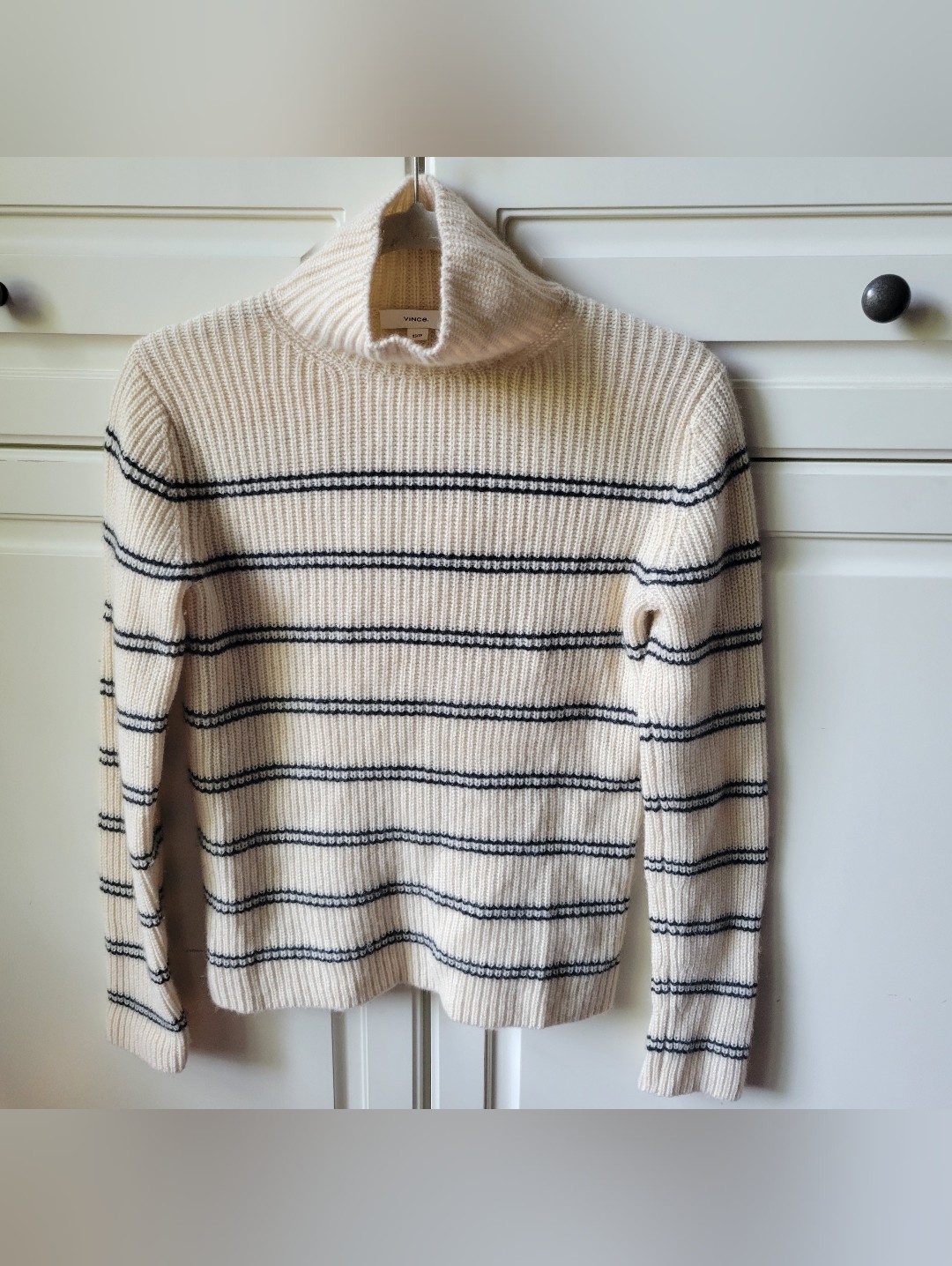 Vincecashmere Striped Turtleneck Sweater Xs